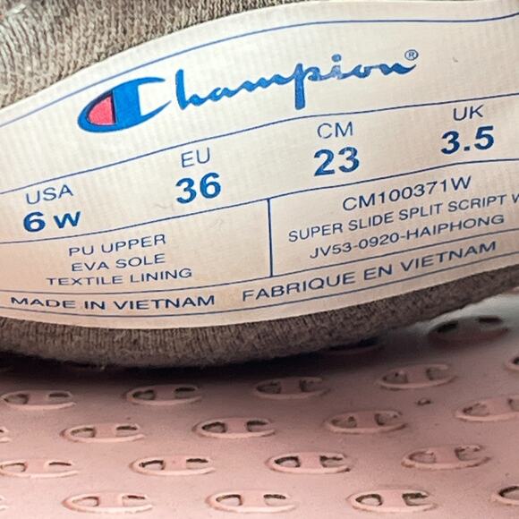 Champion Super Slide Split Script Orange Pink Slip On Sandals Women’s Size 6W - Picture 8 of 9